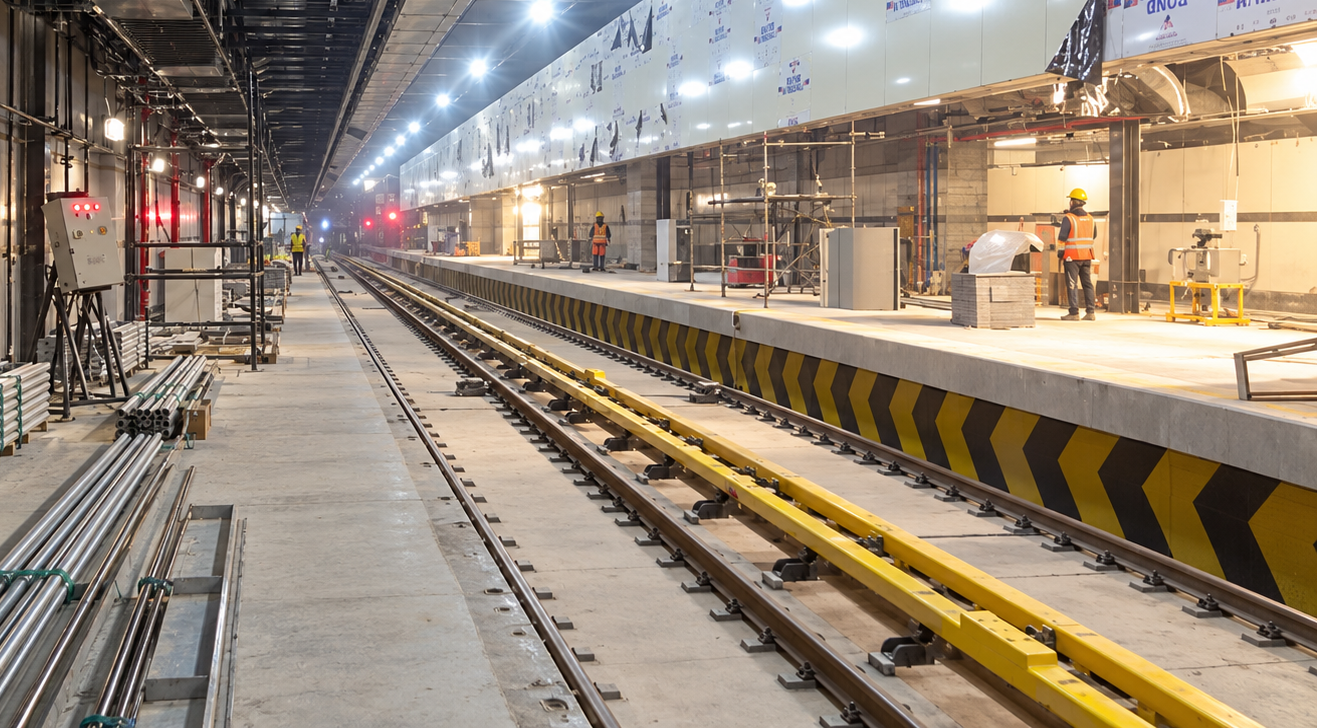 Station platform appearance. Selected documented stage from this project; the photograph does not define the full supervision and coordination scope.
